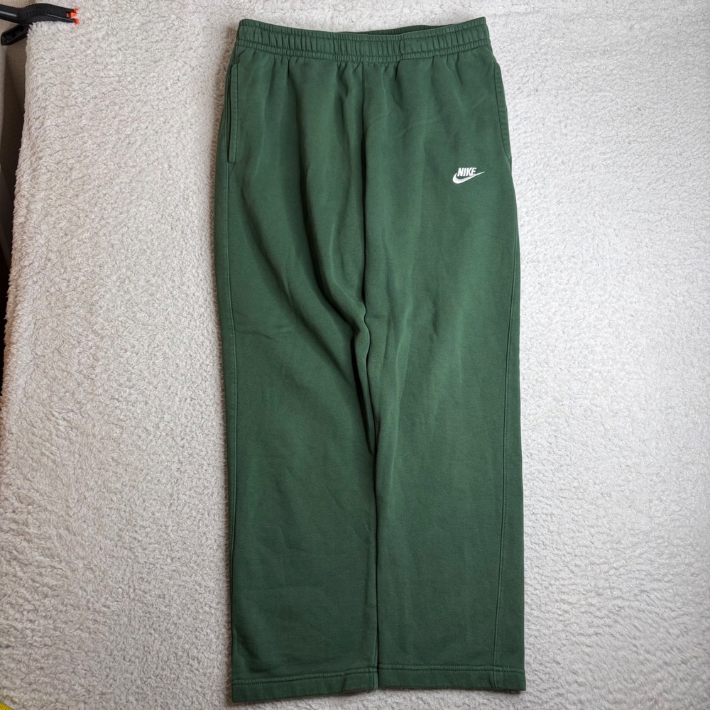 Nike Sportswear Club Fleece Straight Leg Open Hem Sweatpants Green Mens Large